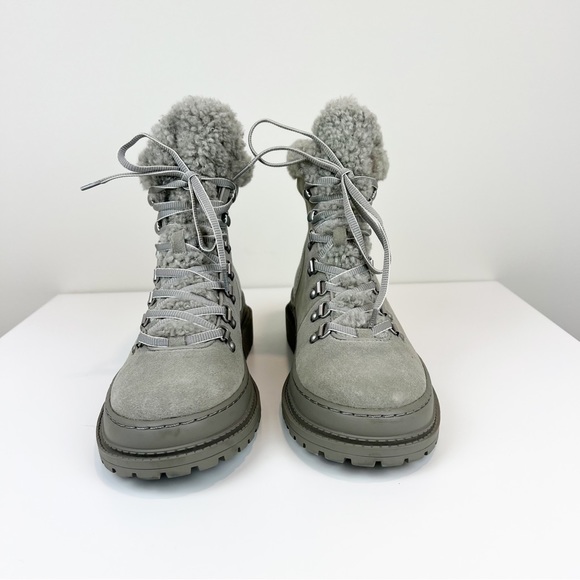 Splendid Yvonne Laced Sherpa Boot in Stone Size 8.5 Leather - Picture 3 of 8